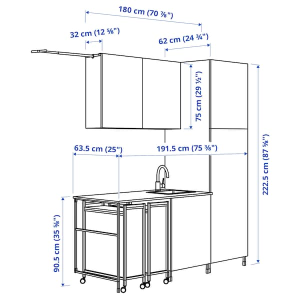 ENHET - Laundry, anthracite/grey frame, 190x63.5x222.5 cm - best price from Maltashopper.com 19477950