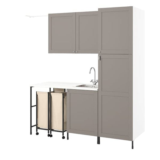 Ikea ENHET - Laundry, anthracite/grey frame, 190x63.5x222.5 cm
