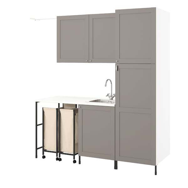 ENHET - Laundry, anthracite/grey frame, 190x63.5x222.5 cm