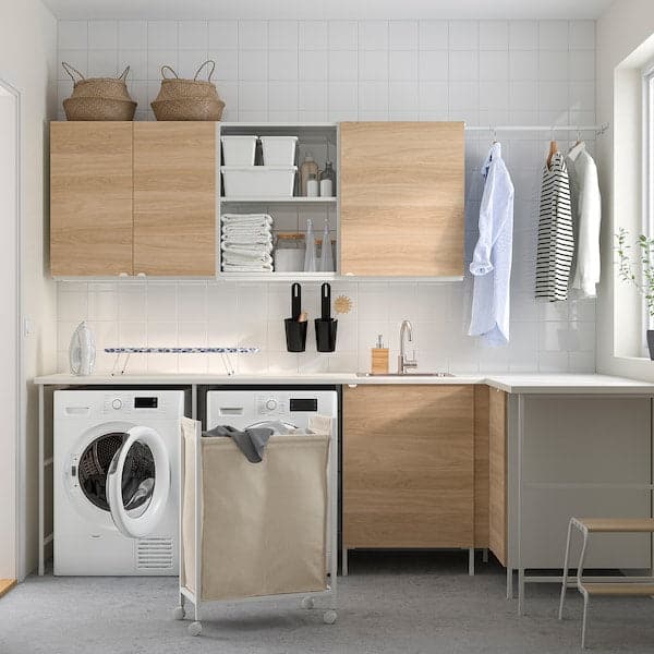 Ikea ENHET - Laundry, white/oak effect, 269.5x139x63.5 cm