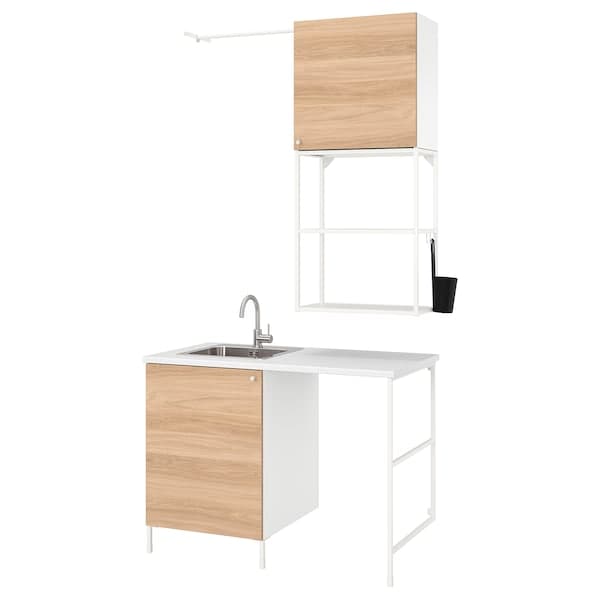 ENHET - Laundry, white/oak effect, 139x63.5x87.5 cm