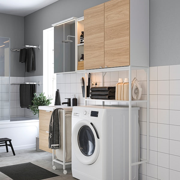 ENHET - Laundry, white/oak effect,180x43x204 cm - best price from Maltashopper.com 99546445