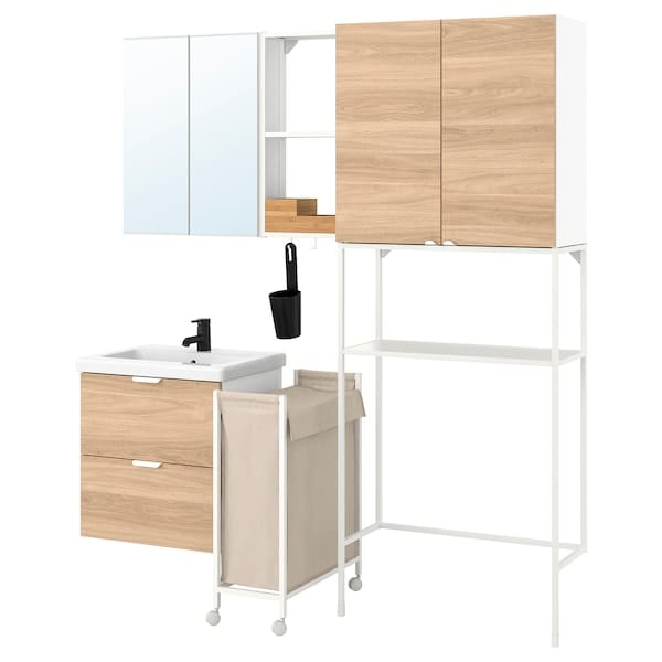 Ikea ENHET - Laundry, white/oak effect,180x43x204 cm