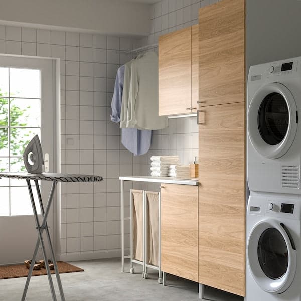 Ikea ENHET - Laundry, white/oak, 190x63.5x222.5 cm