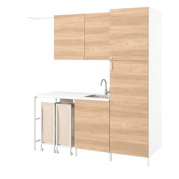 ENHET - Laundry, white/oak, 190x63.5x222.5 cm