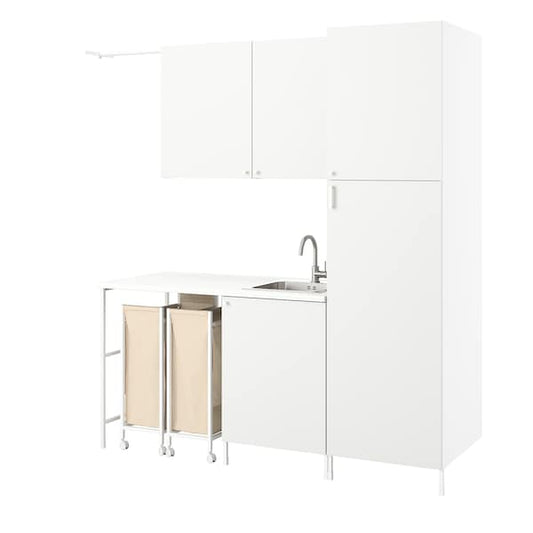 Ikea ENHET - Laundry, white, 190x63.5x222.5 cm , 199x63.5x222.5 cm