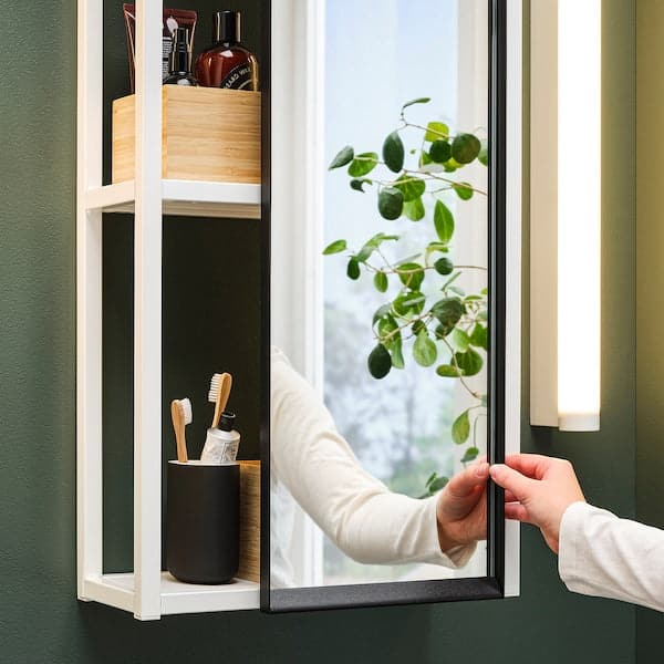 ENHET - Mirror cabinet, white, 40x17x75 cm