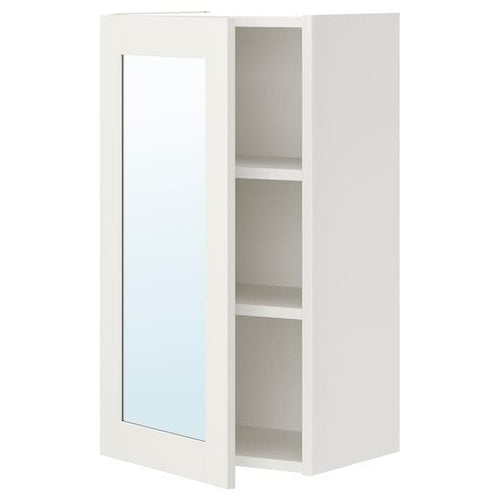 ENHET - Mirror cabinet with 1 door, white/white frame, 40x32x75 cm