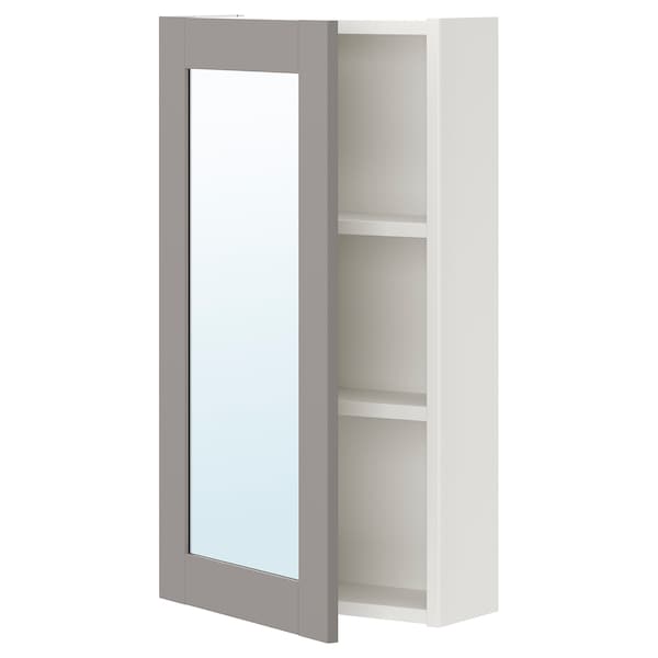 ENHET - Mirror cabinet with 1 door, white/grey frame, 40x17x75 cm - best price from Maltashopper.com 89322728