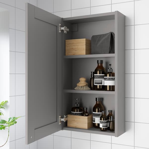 ENHET - Mirror cabinet with 1 door, grey/grey frame, 40x17x75 cm - best price from Maltashopper.com 79322502