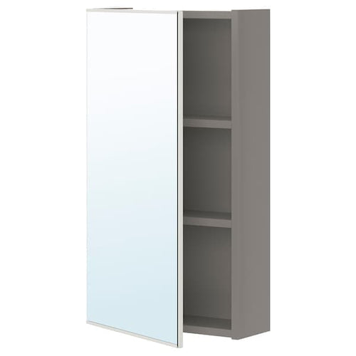 ENHET - Mirror cabinet with 1 door, grey, 40x17x75 cm
