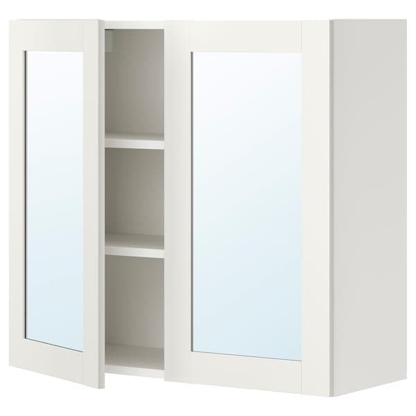 ENHET - Mirror cabinet with 2 doors, white/white frame, 80x32x75 cm - best price from Maltashopper.com 09323703