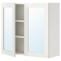ENHET - Mirror cabinet with 2 doors, white/white frame, 80x32x75 cm - best price from Maltashopper.com 09323703