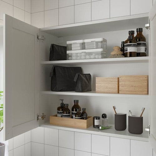 ENHET - ENHET Mirror cabinet with 2 doors, white/white frame, 80x32x75 cm
