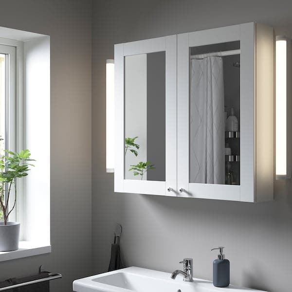 ENHET - Mirror cabinet with 2 doors, white/white frame, 80x17x75 cm - best price from Maltashopper.com 39323688