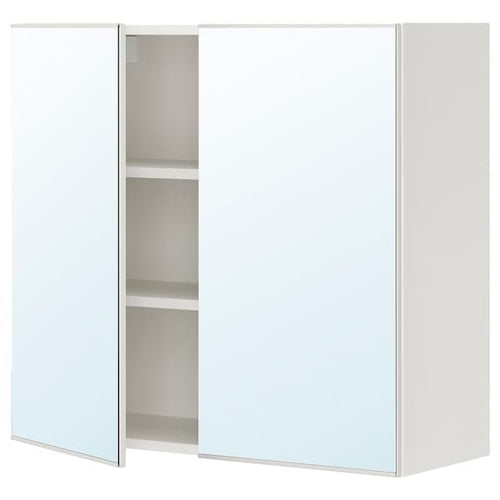 ENHET - Mirror cabinet with 2 doors, white, 80x32x75 cm