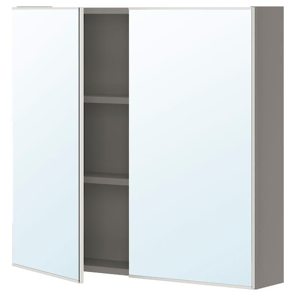 Ikea ENHET - Mirror cabinet with 2 doors, grey, 80x17x75 cm