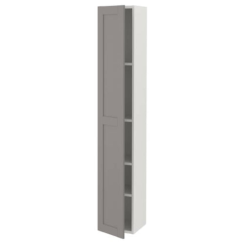 ENHET - Hi cb w 4 shlvs/door, white/grey frame, 30x32x180 cm