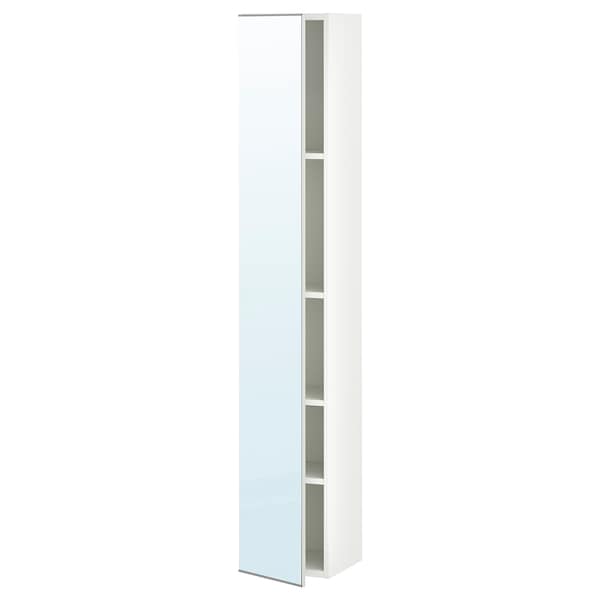 ENHET - Tall cabinet with 4 shelves/shelves, white/mirrored glass, 30x32x180 cm - best price from Maltashopper.com 19513967