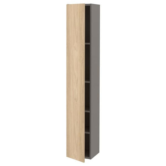 Ikea ENHET - Hi cb w 4 shlvs/door, grey/oak effect, 30x32x180 cm