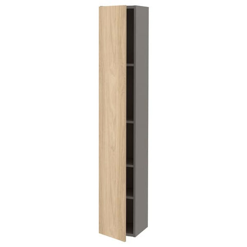 ENHET - Hi cb w 4 shlvs/door, grey/oak effect, 30x32x180 cm