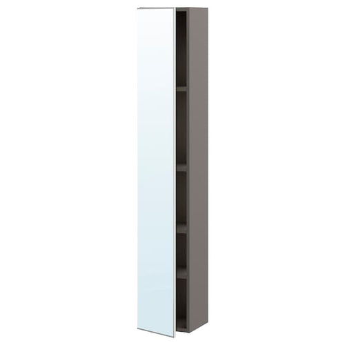ENHET - Tall cabinet with 4 shelves/doors, grey/glass mirror, 30x32x180 cm