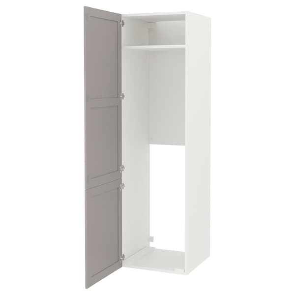 ENHET - High cab for fridge/freezer w doors, white/grey frame, 60x62x210 cm