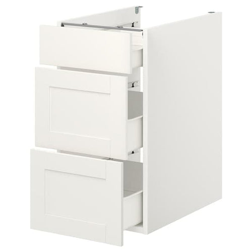 ENHET - Base cb w 3 drawers, white/white frame, 40x62x75 cm