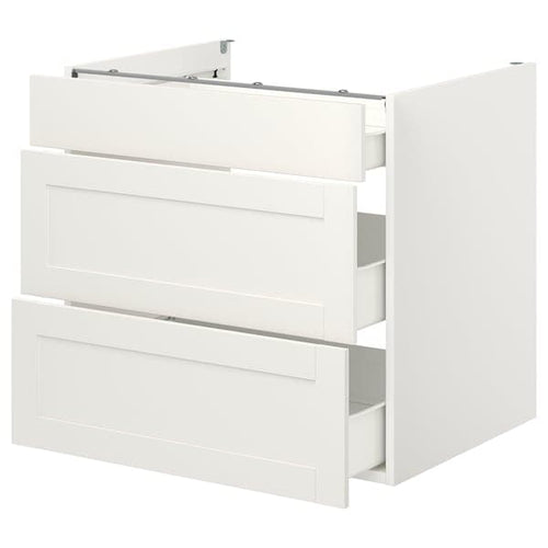 ENHET - Base cb w 3 drawers, white/white frame, 80x62x75 cm