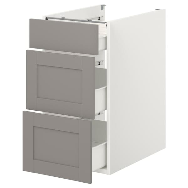 Ikea ENHET - Base cb w 3 drawers, white/grey frame, 40x62x75 cm