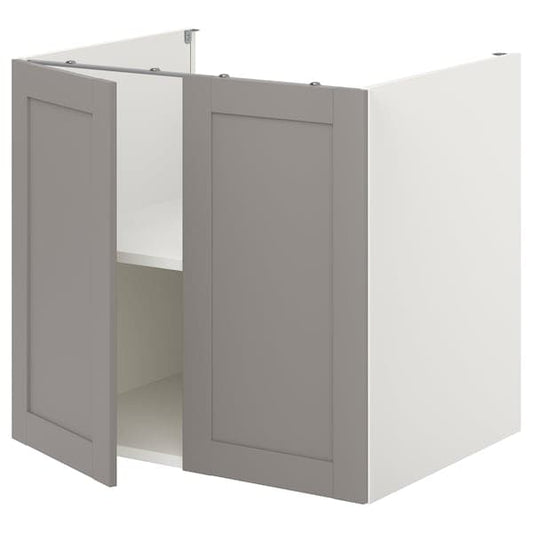 Ikea ENHET - Bc w shlf/doors, white/grey frame, 80x62x75 cm