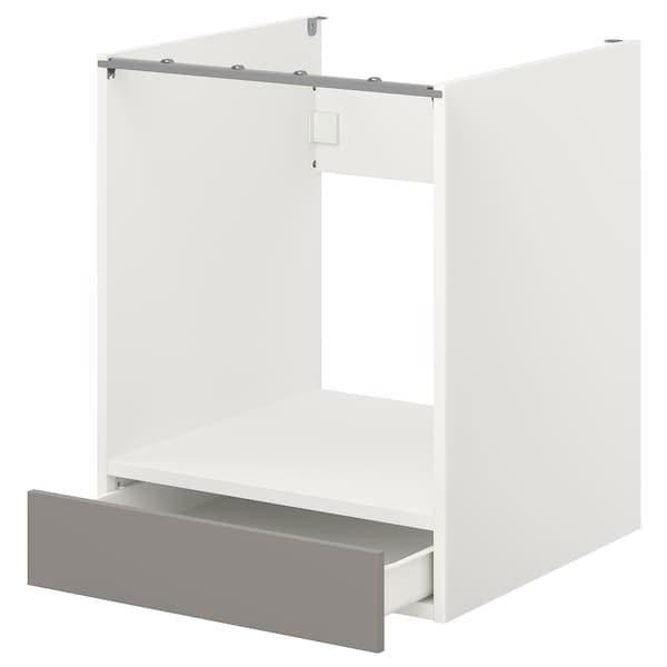 ENHET - Base cabinet for oven with drawer, white/grey frame, 60x62x75 cm - best price from Maltashopper.com 39320920