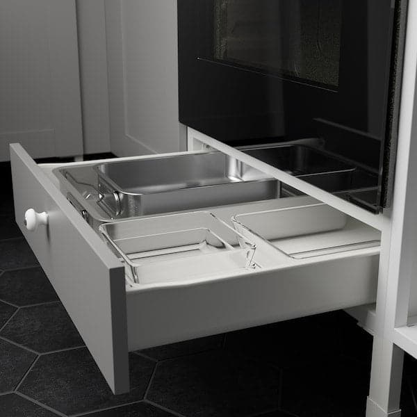 Ikea ENHET - Base cabinet for oven with drawer, white/grey frame, 60x62x75 cm