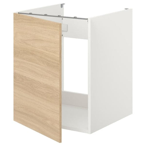 ENHET - Bc f sink/door, white/oak effect, 60x62x75 cm