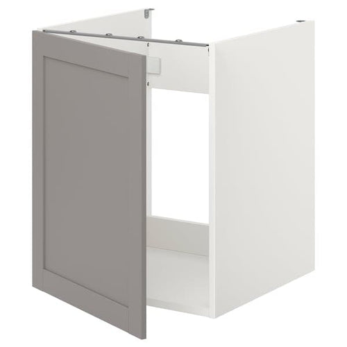 ENHET - Bc f sink/door, white/grey frame, 60x62x75 cm