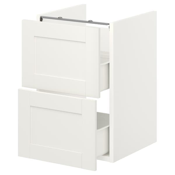 ENHET - Base cb f washbasin w 2 drawers, white/white frame, 40x42x60 cm - best price from Maltashopper.com 49321047