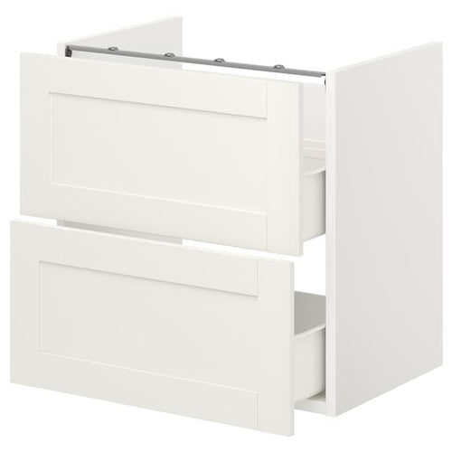 ENHET - Base cb f washbasin w 2 drawers, white/white frame, 60x42x60 cm