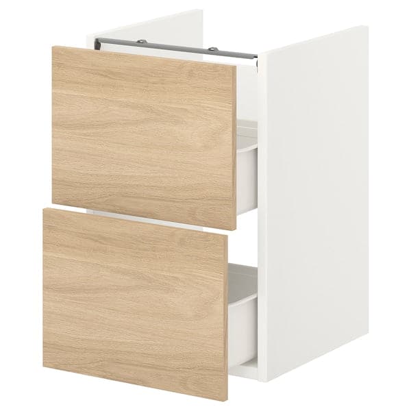 ENHET - Base cb f washbasin w 2 drawers, white/oak effect, 40x42x60 cm