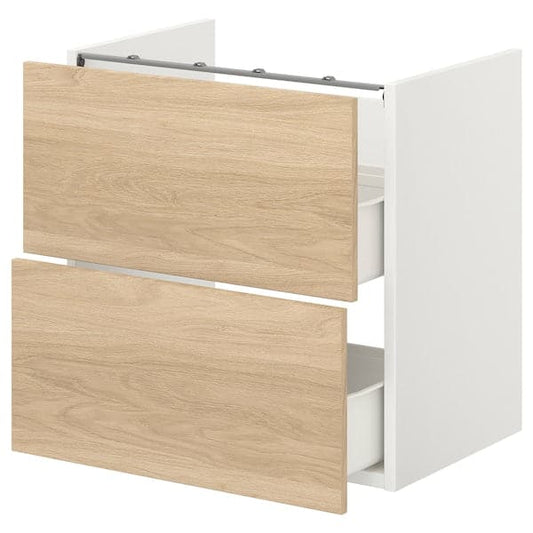 Ikea ENHET - Base cb f washbasin w 2 drawers, white/oak effect, 60x42x60 cm