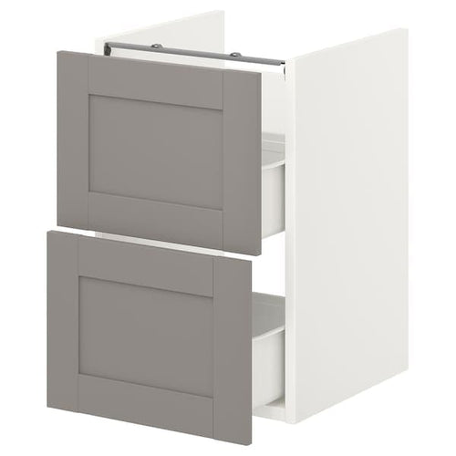 ENHET - Base cb f washbasin w 2 drawers, white/grey frame, 40x42x60 cm