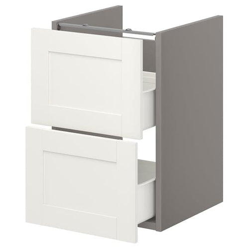 ENHET - Base cb f washbasin w 2 drawers, grey/white frame, 40x42x60 cm