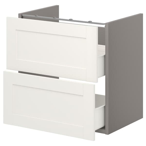 ENHET - Base cb f washbasin w 2 drawers, grey/white frame, 60x42x60 cm - best price from Maltashopper.com 49321066