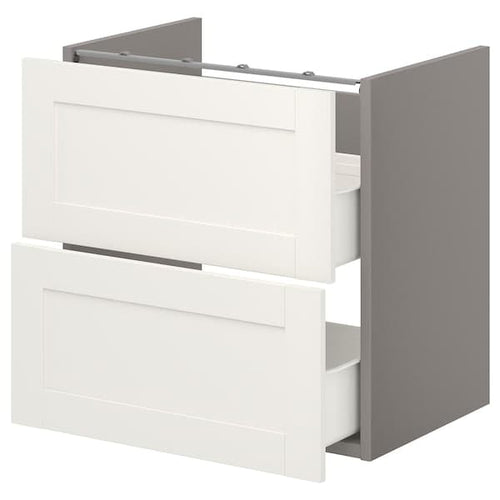 ENHET - Base cb f washbasin w 2 drawers, grey/white frame, 60x42x60 cm