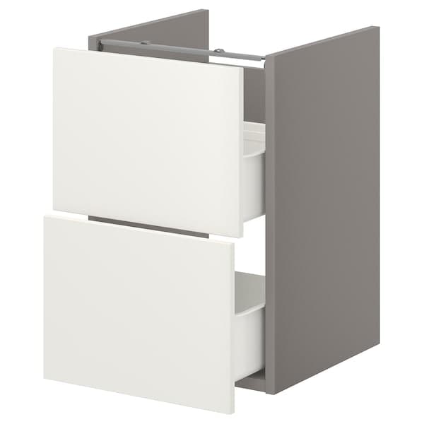 ENHET - Base cb f washbasin w 2 drawers, grey/white, 40x42x60 cm - best price from Maltashopper.com 39321043