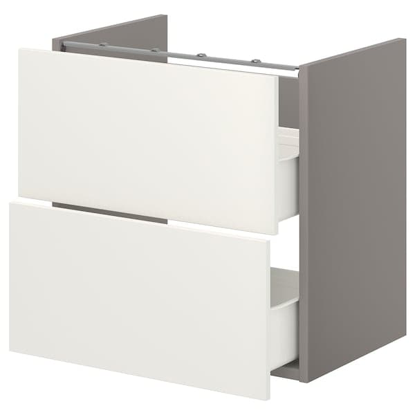 ENHET - Base cb f washbasin w 2 drawers, grey/white, 60x42x60 cm - best price from Maltashopper.com 09321068