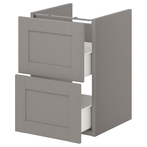ENHET - Base cb f washbasin w 2 drawers, grey/grey frame, 40x42x60 cm
