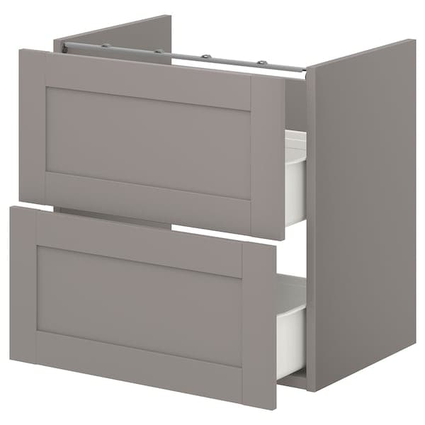 ENHET - Base cb f washbasin w 2 drawers, grey/grey frame, 60x42x60 cm - best price from Maltashopper.com 89321069