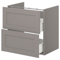 ENHET base cb f washbasin w 2 drawers, grey/grey frame, 60x60x42 cm