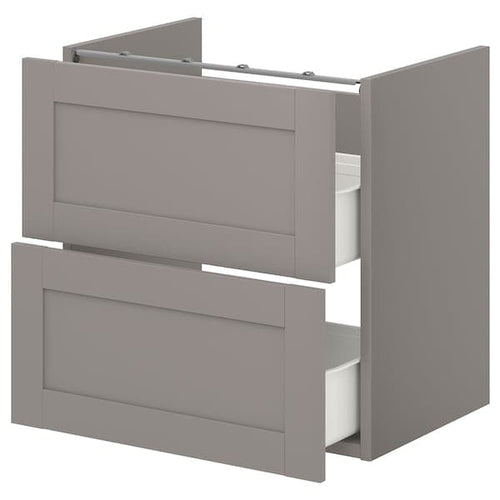 ENHET - Base cb f washbasin w 2 drawers, grey/grey frame, 60x42x60 cm