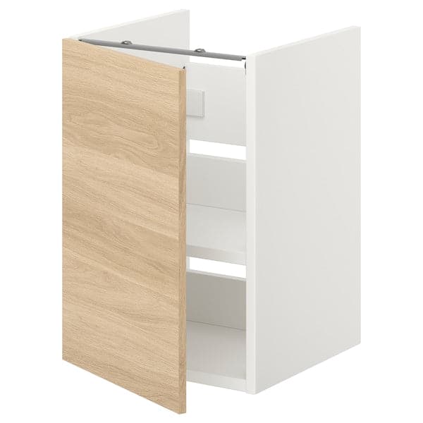 ENHET - Bs cb f wb w shlf/door, white/oak effect, 40x42x60 cm